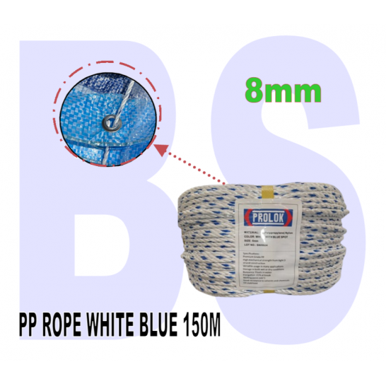 PROLOK Polypropylene Rope. PP Rope with blue dot. 6mm to 16mm. Multipurpose Rope. Camping Rope. Canvas Rope.