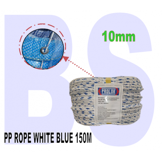 PROLOK Polypropylene Rope. PP Rope with blue dot. 6mm to 16mm. Multipurpose Rope. Camping Rope. Canvas Rope.