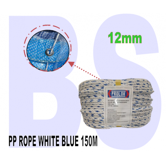 PROLOK Polypropylene Rope. PP Rope with blue dot. 6mm to 16mm. Multipurpose Rope. Camping Rope. Canvas Rope.