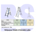 Multipurpose Foldable & Extendable Ladder. 150kg Max Load. 4 sections.