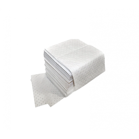 Oil / Fuel Absorbent Pad. 400gsm. White. 40cm x 50cm. 100pcs/pack