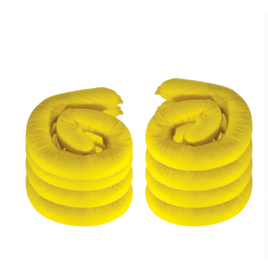 Chemical Absorbent Containment Socks 1.2m x 76mm. Yellow. 10pcs/pack. Hazchem