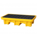 2 Drum Spill Pallet fitted with Drain Plug. 2 Way Entry Forklift.