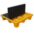 4 Drum Spill Pallet fitted with Drain Plug. 4 Way Entry Forklift.