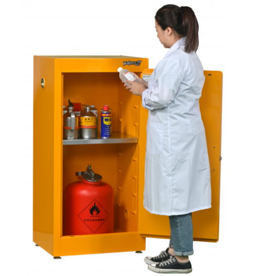 Flammable Safety Cabinet 12 Gallon / 45Ltr. 1 Door. Yellow