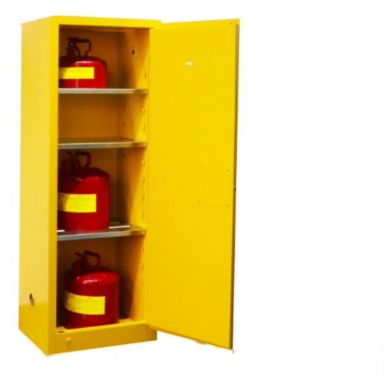 Flammable Safety Cabinet 22 Gallon / 83Ltr. 1 Door. 3 Adjustable Shelves. Yellow