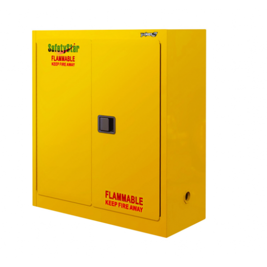 Flammable Safety Cabinet 30 Gallon / 114Ltr. 2 Doors. 2 Shelves. Yellow