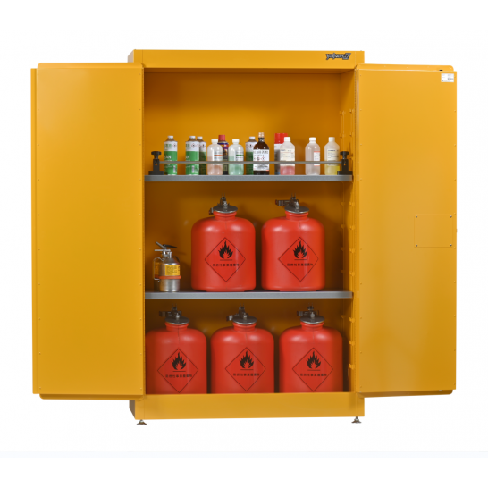 Flammable Safety Cabinet 60 Gallon / 227Ltr. 2 Doors. 2 Shelves. Yellow