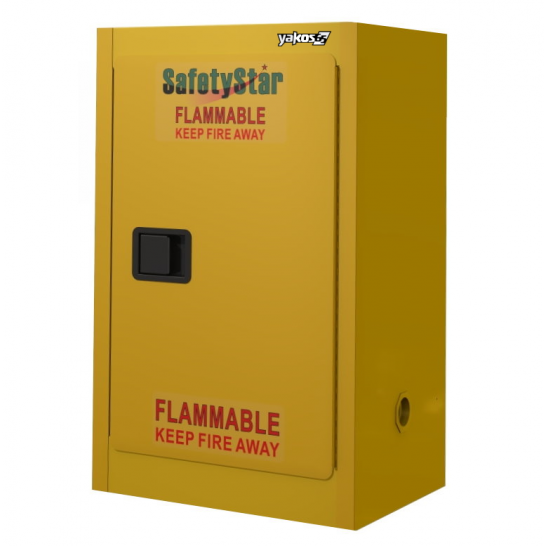 Flammable Safety Cabinet 12 Gallon / 45Ltr. 1 Door. Yellow