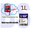 Nippon Paint Odourless Ultra Durable Interior Wall Paint 1L. Free Paint Accessories Set.