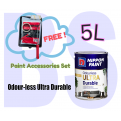 Nippon Paint Odourless Ultra Durable Interior Wall Paint 5L. Free Paint Accessories Set.