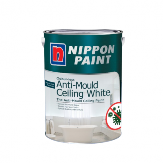Nippon Odourless Anti-Mould Ceiling White Paint. 1L, 5L and 20L