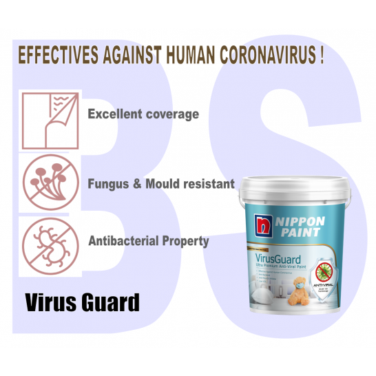 Nippon Paint VirusGuard Interior Wall Paint 5L. Free Paint Accessories Set.