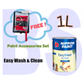 Nippon Easy Wash & Clean Interior Wall Paint. Matt Finish. 1L. Free Paint Accessories Set.