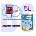 Nippon Easy Wash Supreme Interior Wall Paint 5L. Low Sheen. Free Paint Accessories Set.
