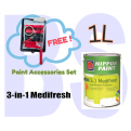 Nippon 3-in-1 Medifresh Interior Wall Paint 1L. Anti-Bacterial Protection. Free Paint Accessories Set.