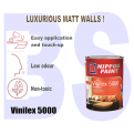 Nippon Vinilex 5000 Interior Wall Paint 1L. Matt Finish. Free Paint Accessories Set.