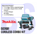 MAKITA CLX224SAX1 Cordless Combo Kit. Includes 1unit Cordless Driver Drill DF333DZ, 1unit Cordless Impact Driver Drill TD111Z