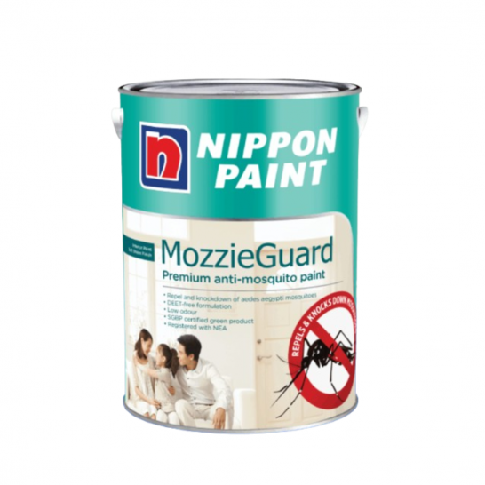 Nippon MozzieGuard Interior Wall Paint 5L. Anti- Aedes Mosquitoes. Free Paint Accessories Set