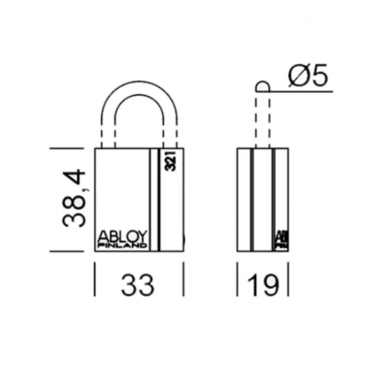 ABLOY Padlock PL321B. 20mm or 50mm Shackle