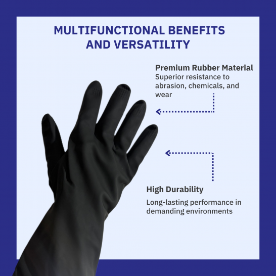 PROSAFE H/D Black Industrial Rubber Glove- per pair. 12inch (300mm).