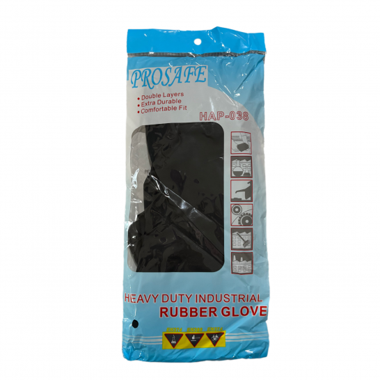 PROSAFE H/D Black Industrial Rubber Glove- per pair. 12inch (300mm).