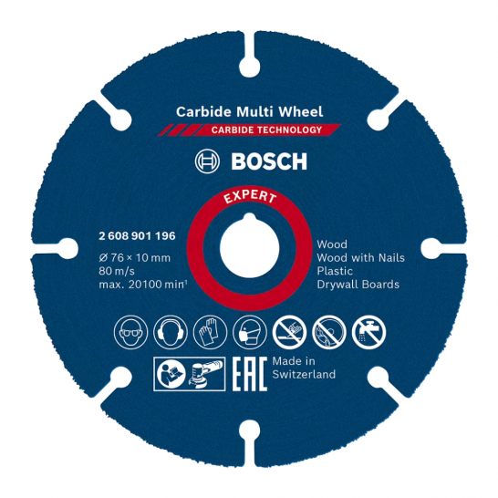 BOSCH EXPERT Carbide Multi Wheel Cutting Disc 76mm x 10mm (For GWS 12V-76)
