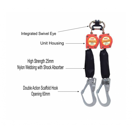 Haru HB-2N+N Retractable Type Fall Arrestor Block 2M Double Webbing