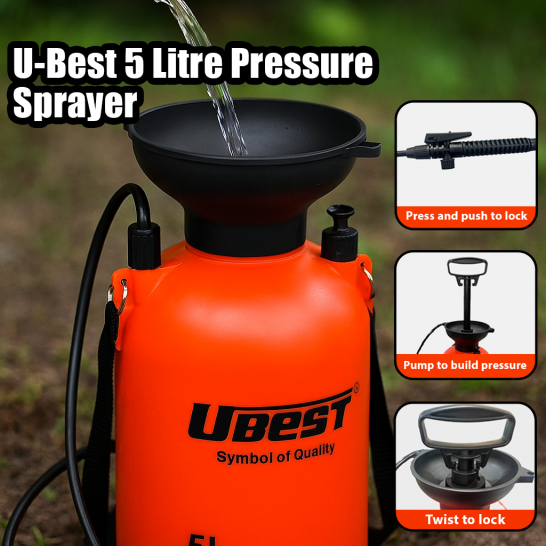 U-BEST 5ltr Pressure Sprayer / Garden Sprayer. C/W Carrying Strap