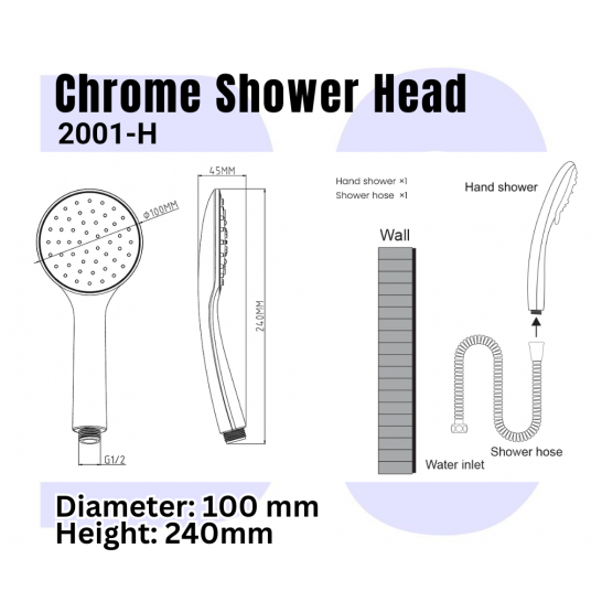 Chrome Shower Head 2001-H