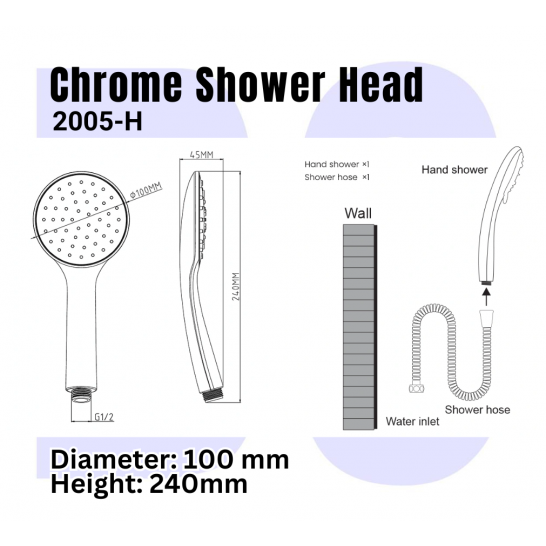 Premium Chrome Shower Head 2005-H
