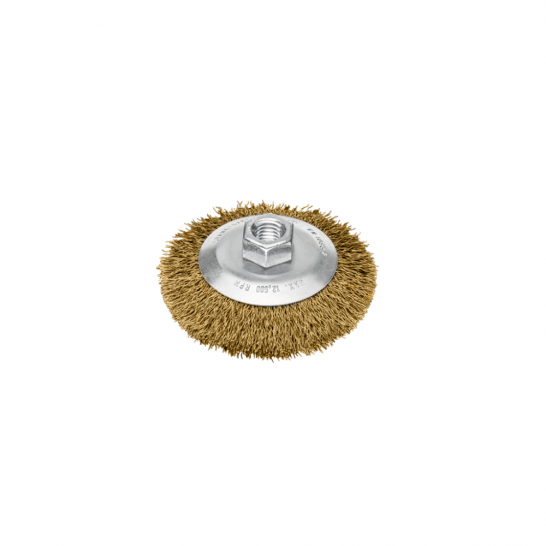 "BIGBON" Crimped Brass Coated Steel Bevel Wheel Brush