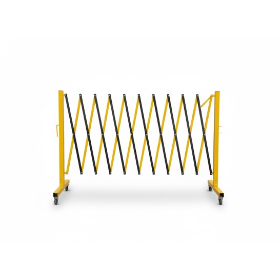 Steel Expandable Safety Barrier with Brakes on Wheels 3.5M (Yellow/Black)