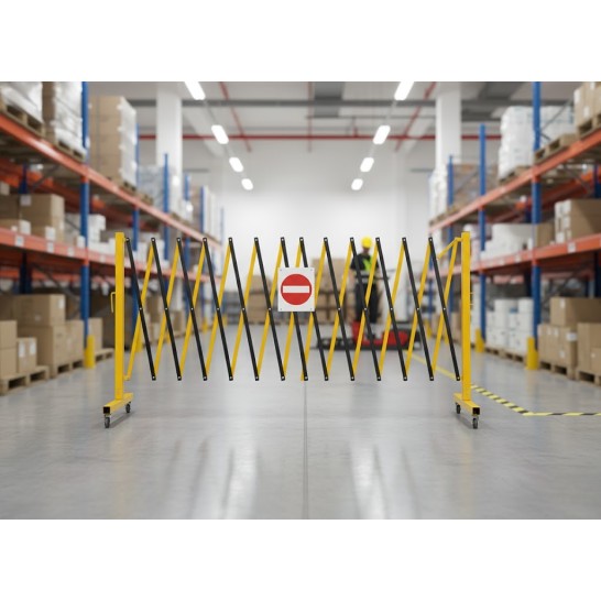 Steel Expandable Safety Barrier with Brakes on Wheels 3.5M (Yellow/Black)