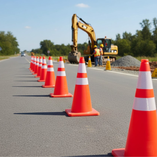 H/D Traffic Cone PVC Unbreakable Body with Reflective Sleeve