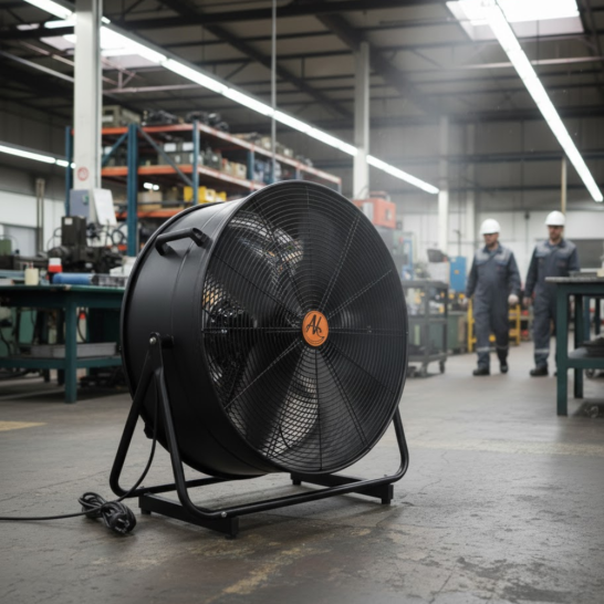 AIRKING 24" 230V High Velocity Drum Air Circulator Fan C/W Wheels. Drum Fan