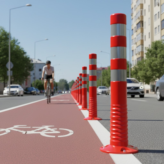 Flexible Bollard with Magnetic Base. 75cm height. Orange with Reflective Highly Visible.