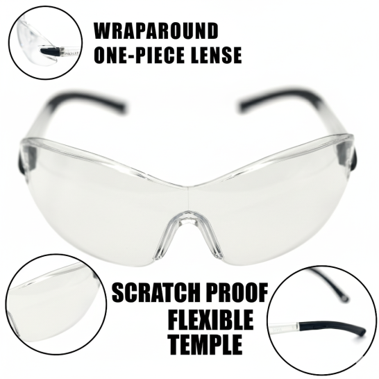 91835 Soft Rubber Temple End Safety Eyewear (Clear lens) Spectacle Spectacle