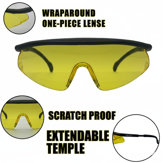 91175 Adjustable Temple Safety Eyewear (Crystal Yellow Lens)