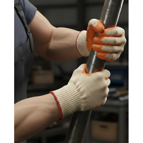 HANDPAL Tawiwan Cotton Yarn Rubber Glove. Orange Coated Glove. Excellent Grip