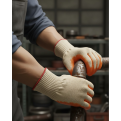 HANDPAL Tawiwan Cotton Yarn Rubber Glove. Orange Coated Glove. Excellent Grip