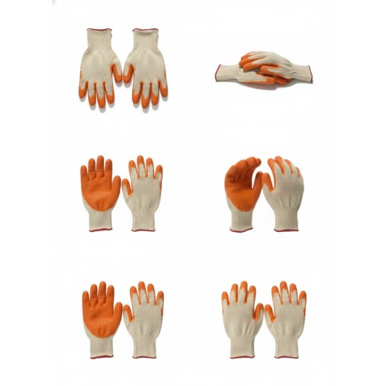 HANDPAL Tawiwan Cotton Yarn Rubber Glove. Orange Coated Glove. Excellent Grip