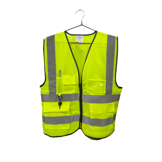 U-BEST Zip Type Safety Vest With Grey Reflective, Pocket & Name Tag