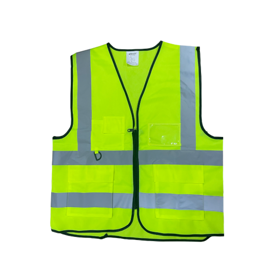 U-BEST Zip Type Safety Vest With Grey Reflective, Pocket & Name Tag