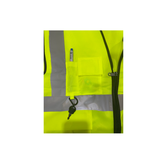 U-BEST Zip Type Safety Vest With Grey Reflective, Pocket & Name Tag