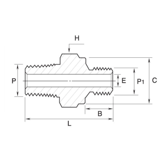 DK-LOK BRASS Hex Nipple (Male NPT to ISO Parallel) GNH Series