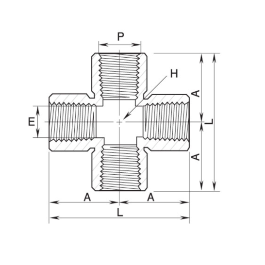 DK-LOK BRASS CROSS (Female NPT) GX Series