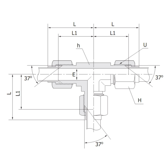 DK-LOK BRASS Union Tee (Tube to Tube) KT Series