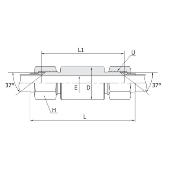 DK-LOK BRASS Weld Bulkhead Union (Tube to Tube) KBUW Series