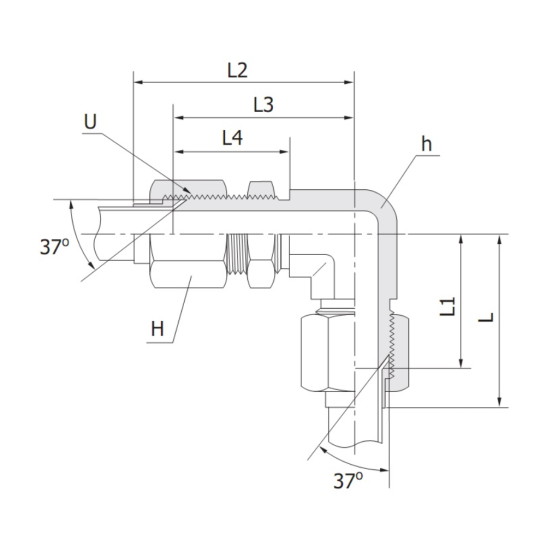 DK-LOK BRASS Bulkhead Union Elbow (Tube to Tube) KBL Series